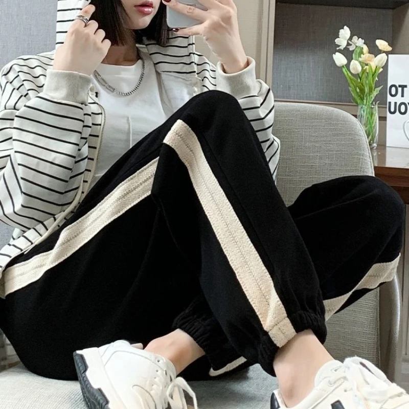 Women Joggers Drawstring Loose Harem Sweatpants Elastic Ankle Fleece Lined Warm Casual Trousers