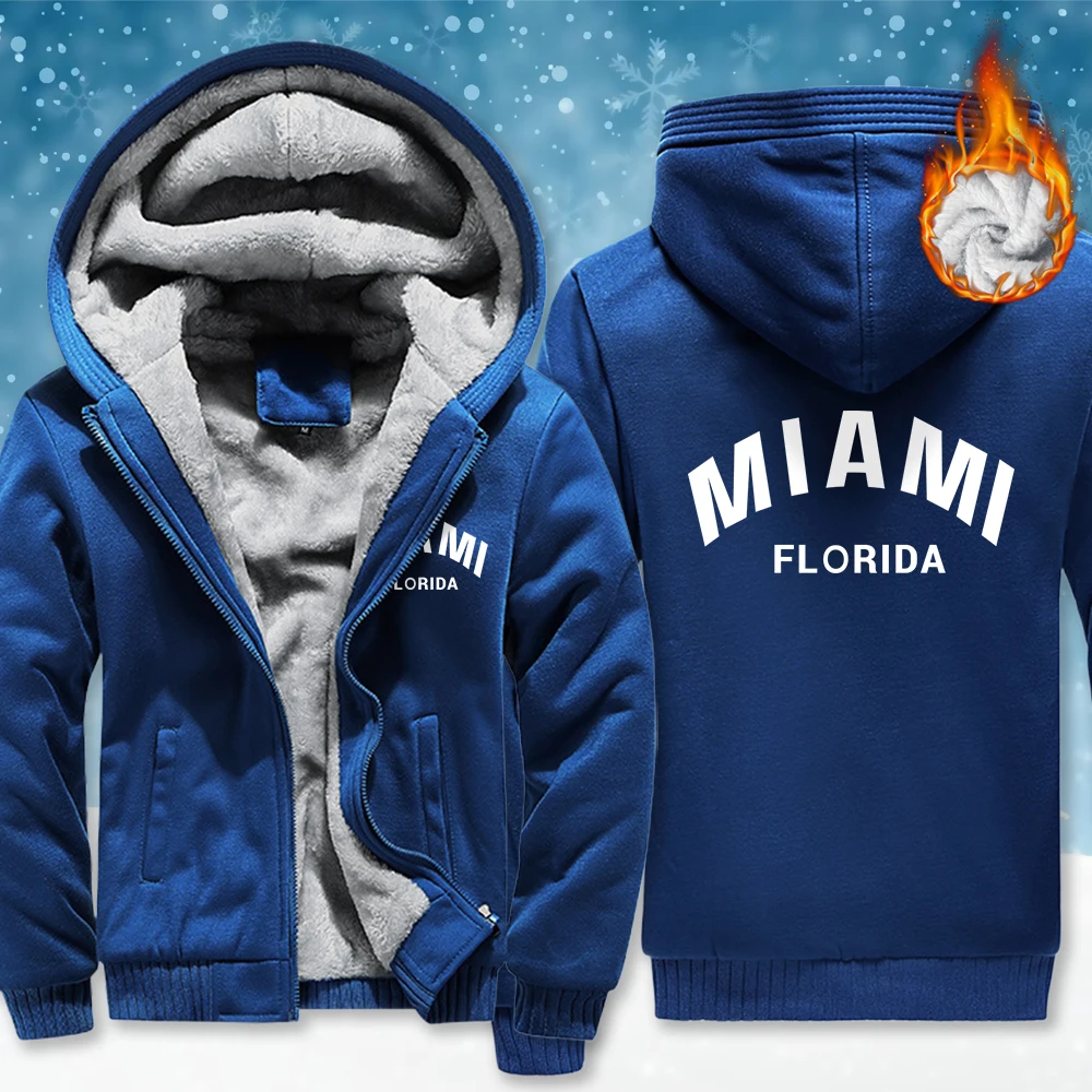 

Майами, Флорида, США, мужская куртка на молнии с принтом, модный ретро-карманный топ, повседневный зимний утепленный теплый спортивный костюм с длинными рукавами унисекс