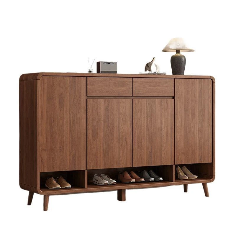 

Solid wood shoe cabinet household entrance new Chinese style large capacity entrance integrated against the wall