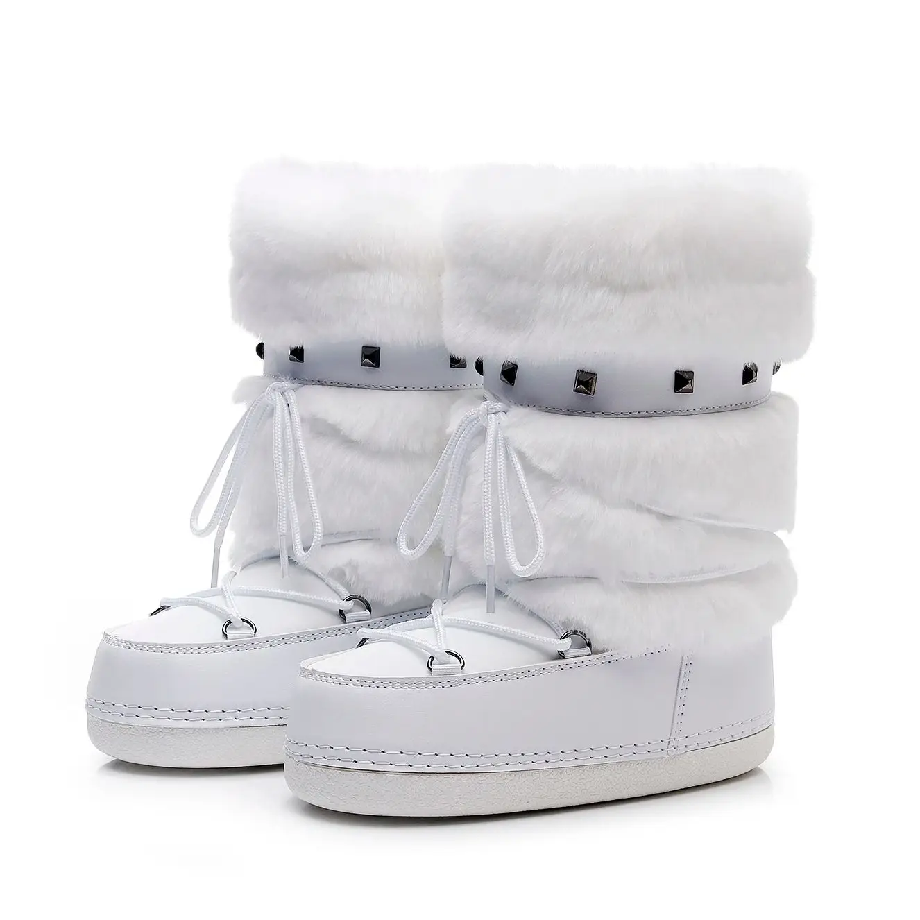 

2026 Women's Warm Furry Winter Boots Non-Slip Trendy Space boots Design Skiing Snow Shoes for Ladies Girls