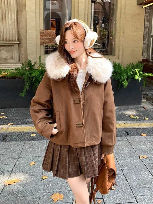 슬리 오트 여성용 다운 재킷 퍼 칼라 버튼 디자인 겨울 따뜻한 캐주얼 패션 친환경 소재