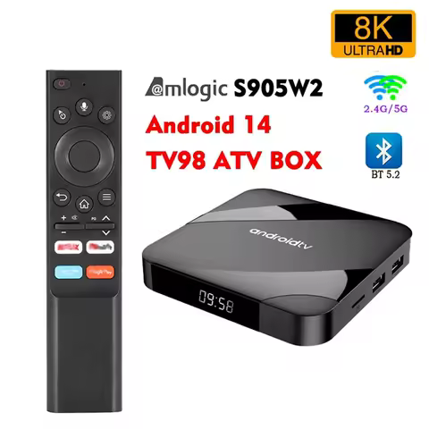 Smart TV Box ATV Ultra HD 8K Android 11 to 14 S905W2 4GB 32GB/64GB Dual Wifi BT5.0 2.4G&amp;5G Media Player Set Top Box Android tvs