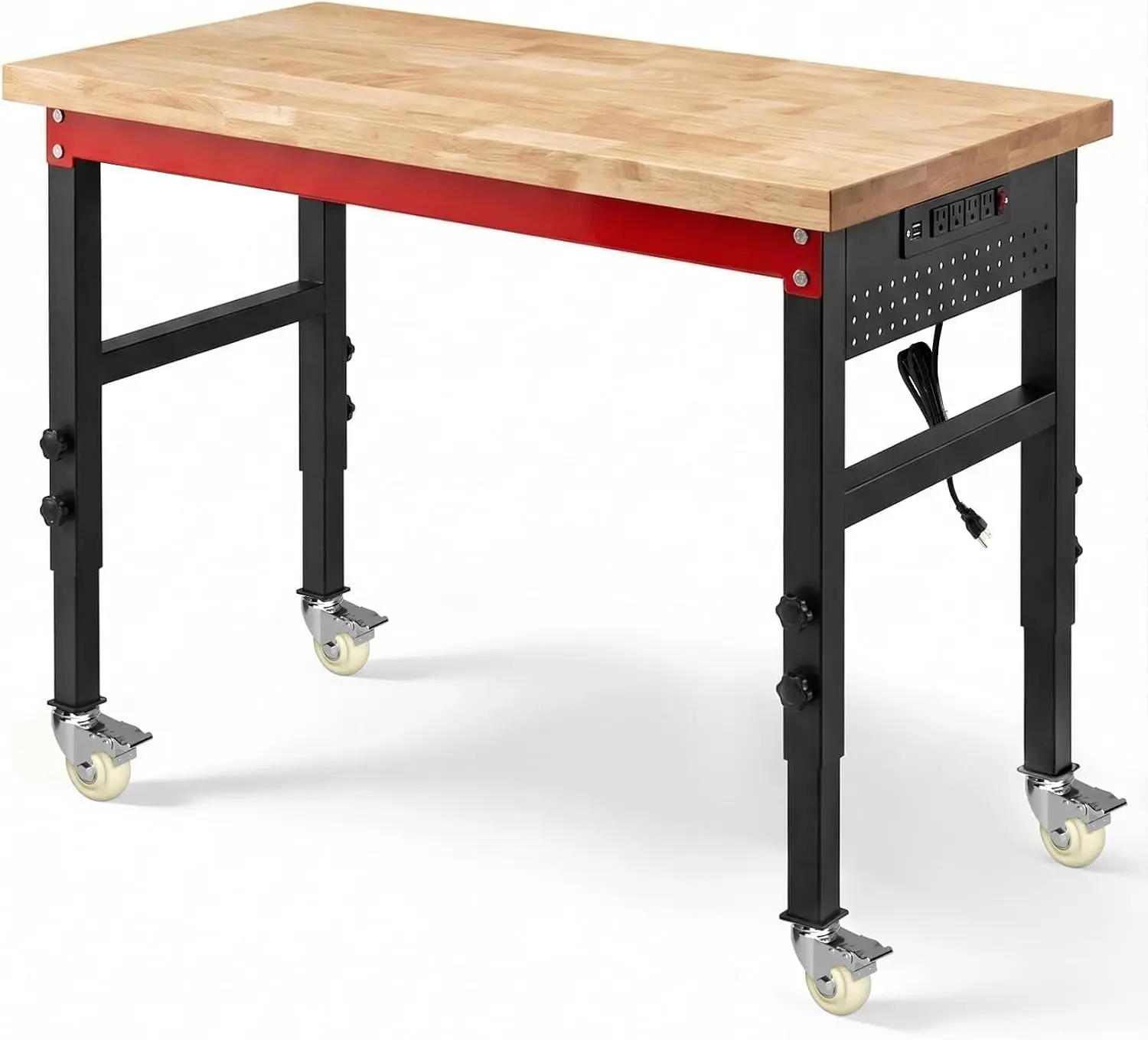 48 Inch Heavy Duty Workbench 2500 Pound Load Capacity Work Table 1 2 Inch Laminated Oak Wood Top Reinforced Steel Frame Adjustab