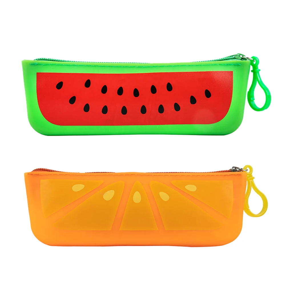 

2Pcs Silicone Stationery Bag Large Capacity Pencil Case Washable Zipper Student Organizer Pen Pouch Gift