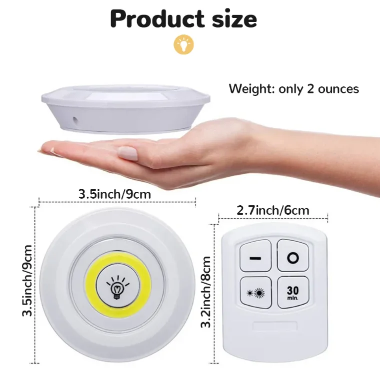 LED Under Cabinet Light with Remote Control Battery Operated Wireless Remote Control Dimmable Wardrobe Night Lamp