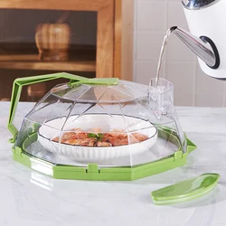 Microwave Cover for Food with Handle & Water Storage Box Clear Microwave Oven Splatter Guard 11.41in Plate Covers Kitchen Gadget