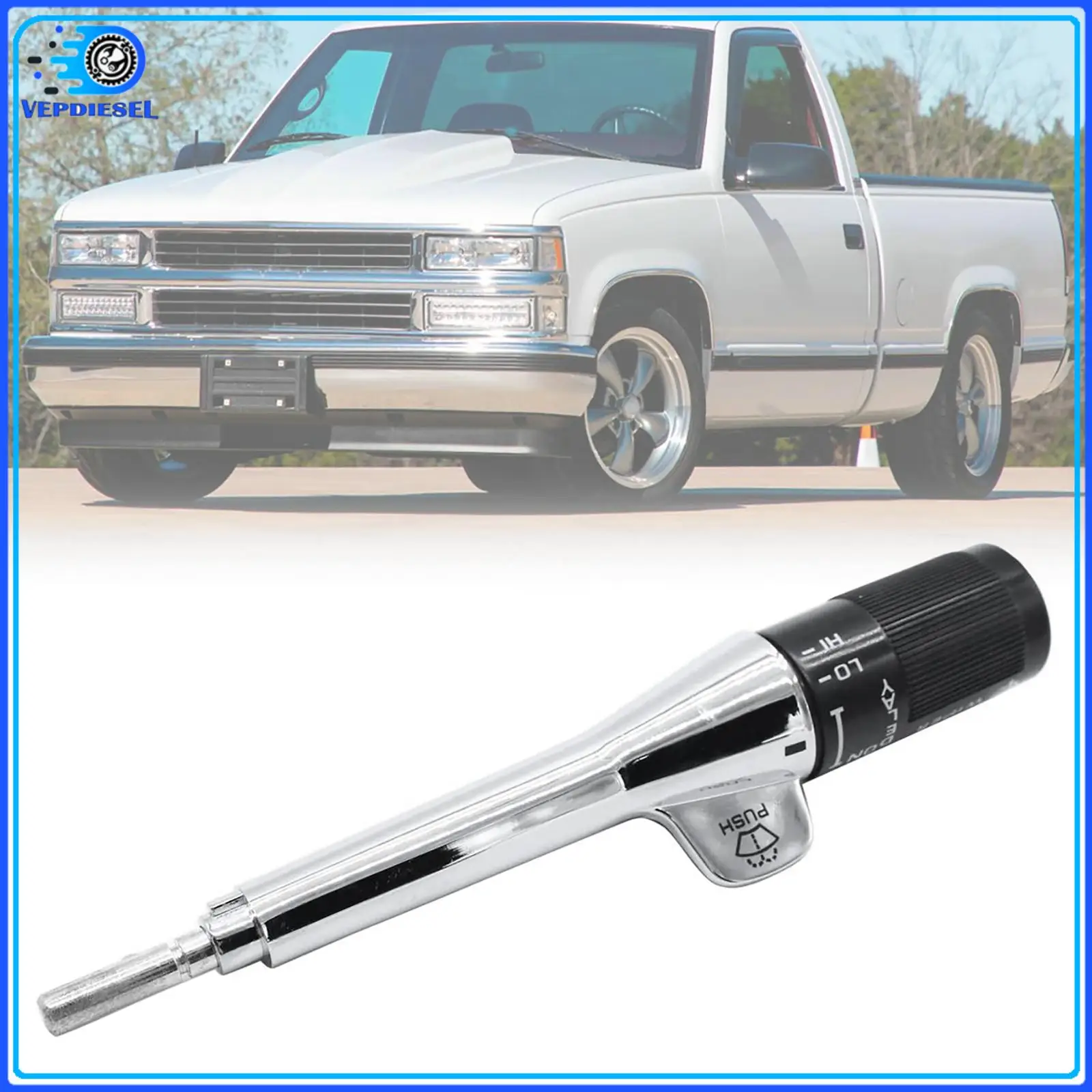 1 interruptor de palanca de limpiaparabrisas de retardo de señal de giro 22510144 para Century Electra Caprice Celebrity Camaro camioneta cromo + piezas negras
