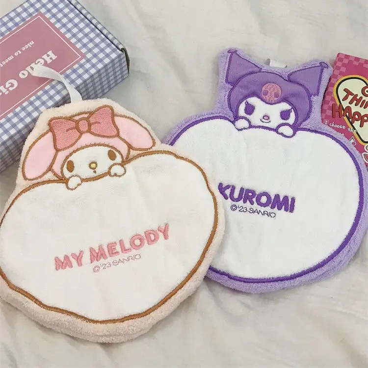 MINISO Sanrio Hand towel Jade Gui Dog Coral Velvet Pure Cotton Water-absorbing Quick-drying Children's Cute Melody Square Scarf