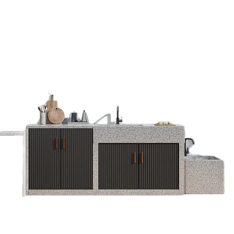 

Раковина из натурального грубого камня, шкафчик, дверь, открытый двор, гранитная раковина для овощей