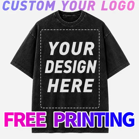 Customized T-Shirts Free Printing Logo Images Old Design Clothes 100% Cotton Cultural Shirts Men's and Women's Work Clothes