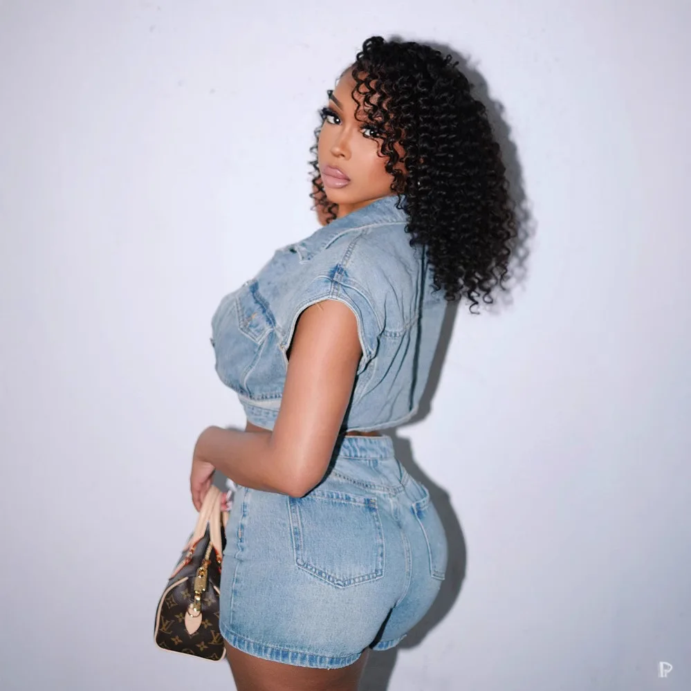 Denim Shorts Suit Women Jeans 2 Piece Sets Top Short Pants Outfits Single Breasted Turn Down Collar Vintage Ensemble Summer 2025 - Image 2
