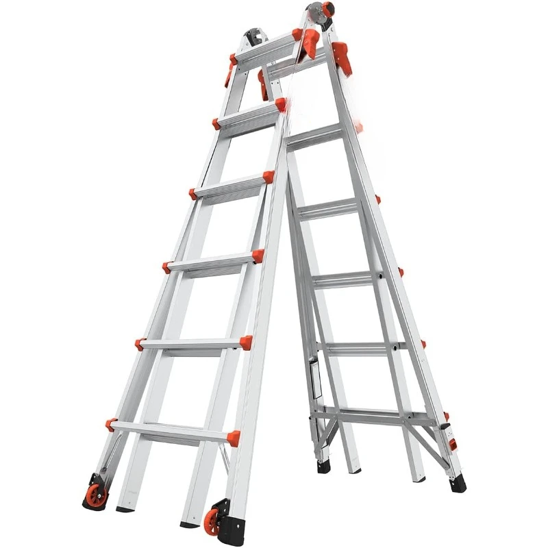 Ladders, Velocity with Ratchet Levelers, 26 ft, Multi-Position Ladder, Aluminum,  300 lbs Weight Rating