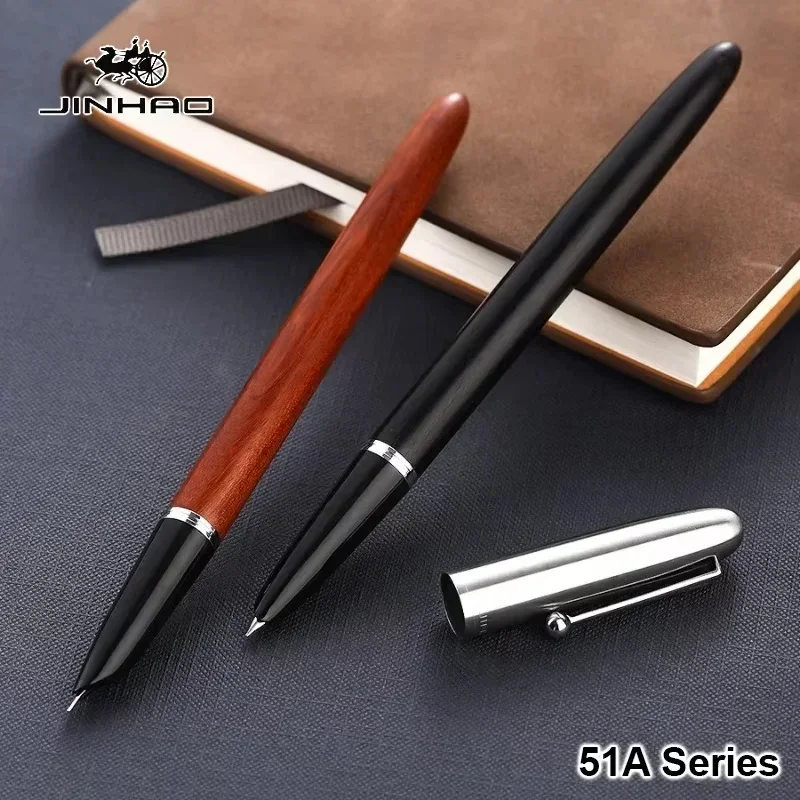 Jinhao 51A Fountain Pen Luxury Elegant Wooded Calligraphy Ink Pens Polished Nib Writing Pens School Office Supplies Stationery