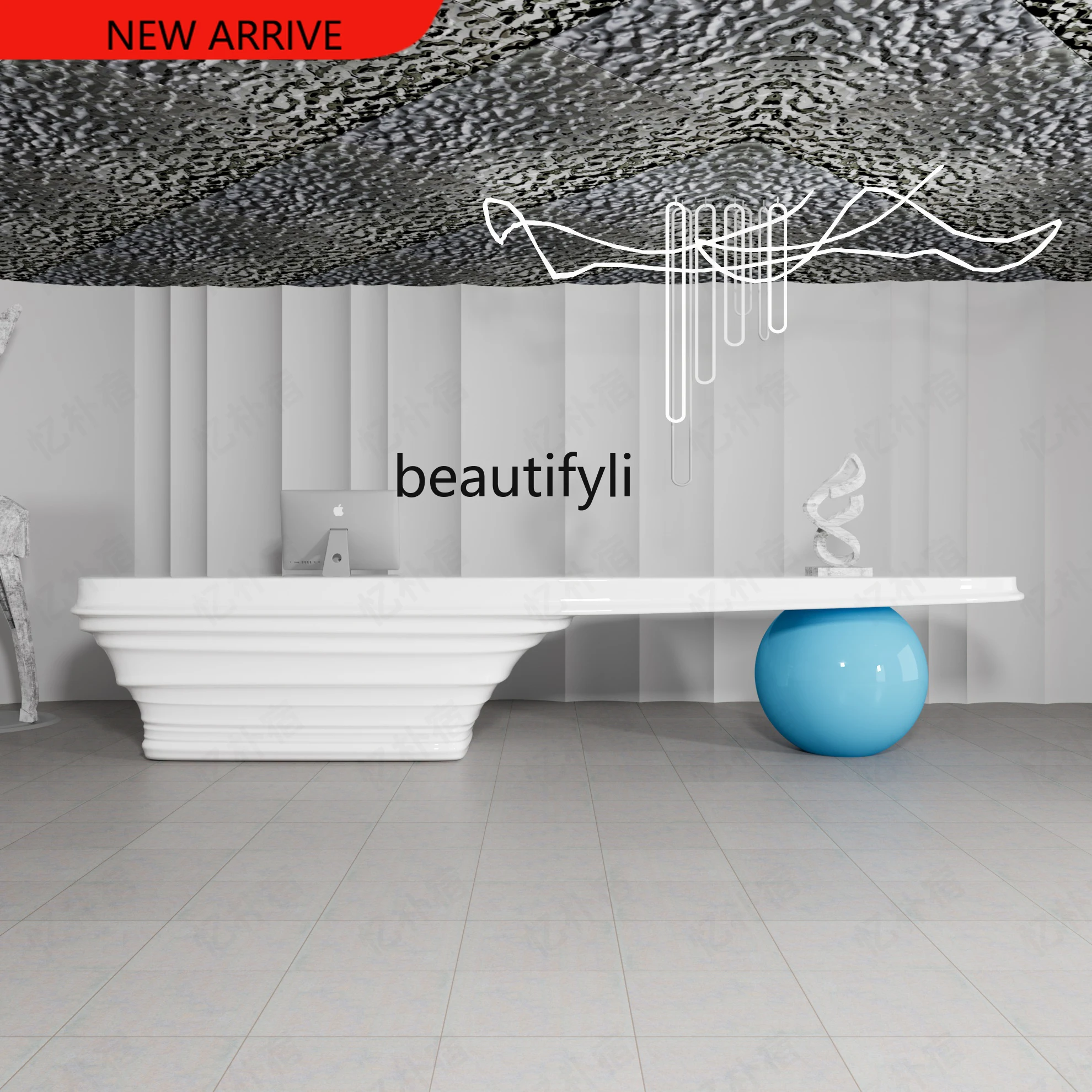 

X Reception Desk Simple Special-Shaped Reception Desk FRP Creative Reception Desk Modern Beauty Salon