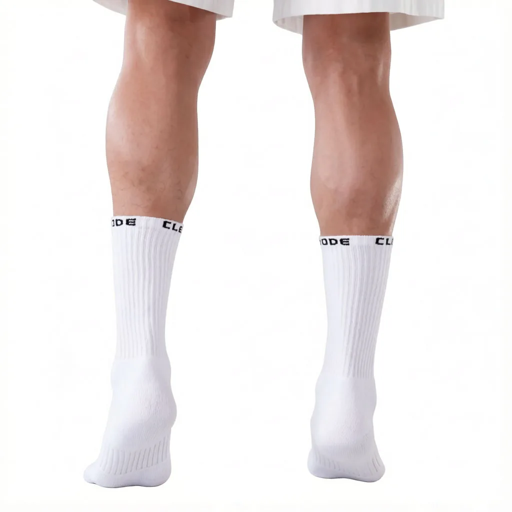 Men Thickened Socks Cotton Formal Casual Sports Middle Tube Socks Comfortable White Numbers Decor High Quality Breathable Socks