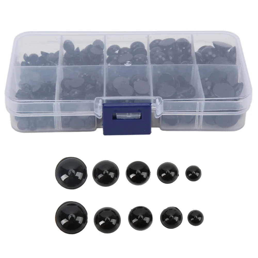 360pcs Doll Making Black Doll Eyes Round Plastic Button Eyes Flatback Toy Eyes Craft Projects