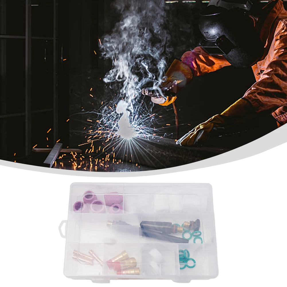 

Комплект аксессуаров для сварочной горелки TIG, 31 шт., для WP171826 с линзой Stubby Gas и # Стеклянная чашка 12, совместимая с WP 17 18 26