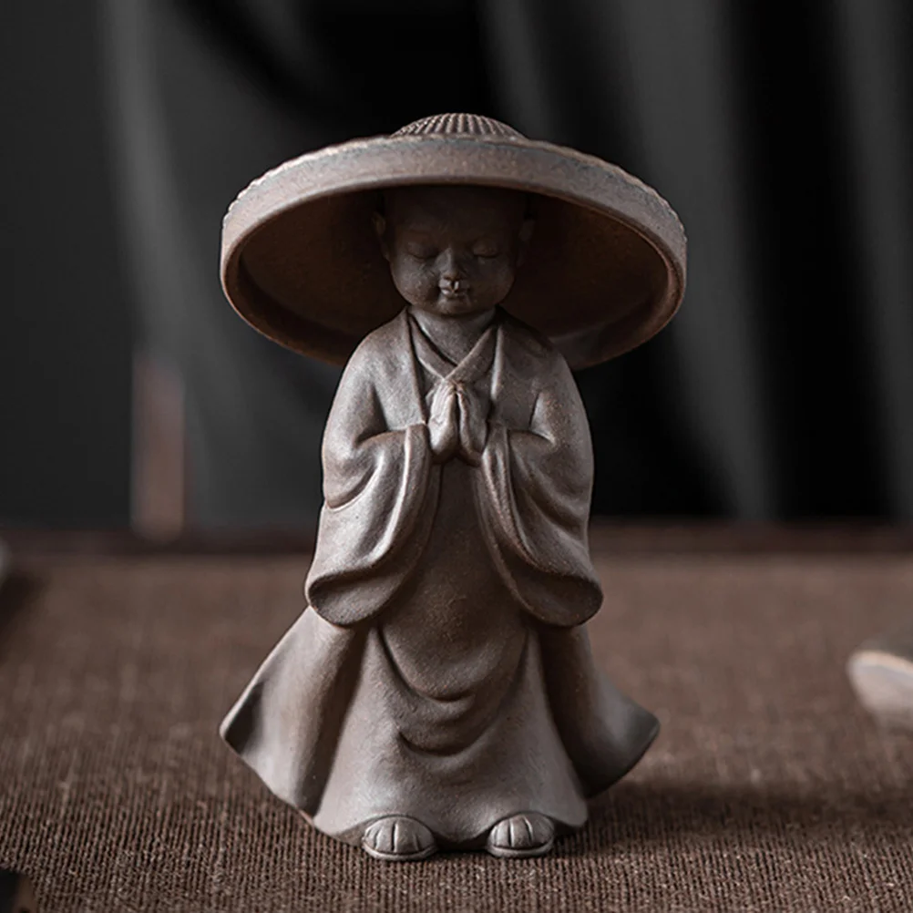 

Tea Pet Monk Shape Ceramic Small Practical Tearoom Tea Filter Decorative Adornment Multipurpose Infuser Ceramic Monk Figurine