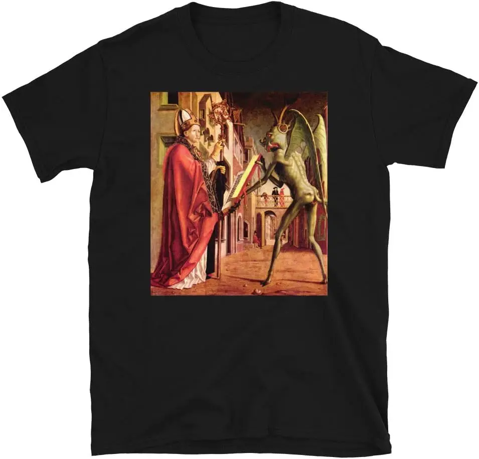 St. Wolfgang and The Master Urian, Known as The Evil One Unisex T-Shirt Demon Devil Butt-face Pope Saint Bishop