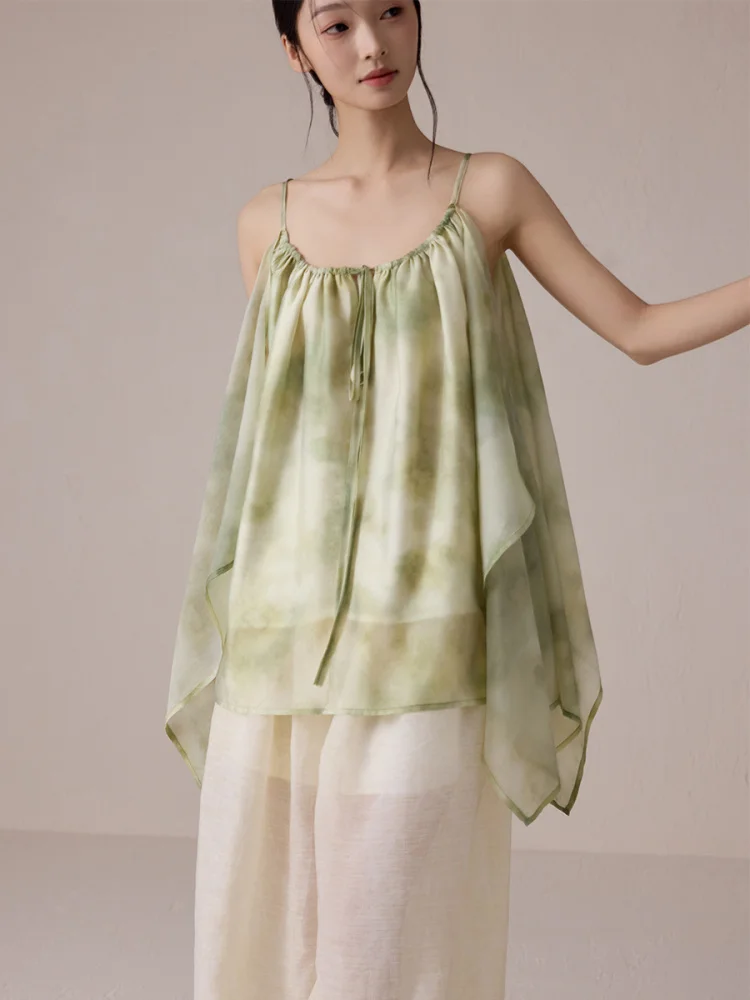 

Женский топ ONMOON из медного аммиачного вискозного трикотажа, свободного кроя, летний, 2025, для отпуска, с эффектом водного градиента