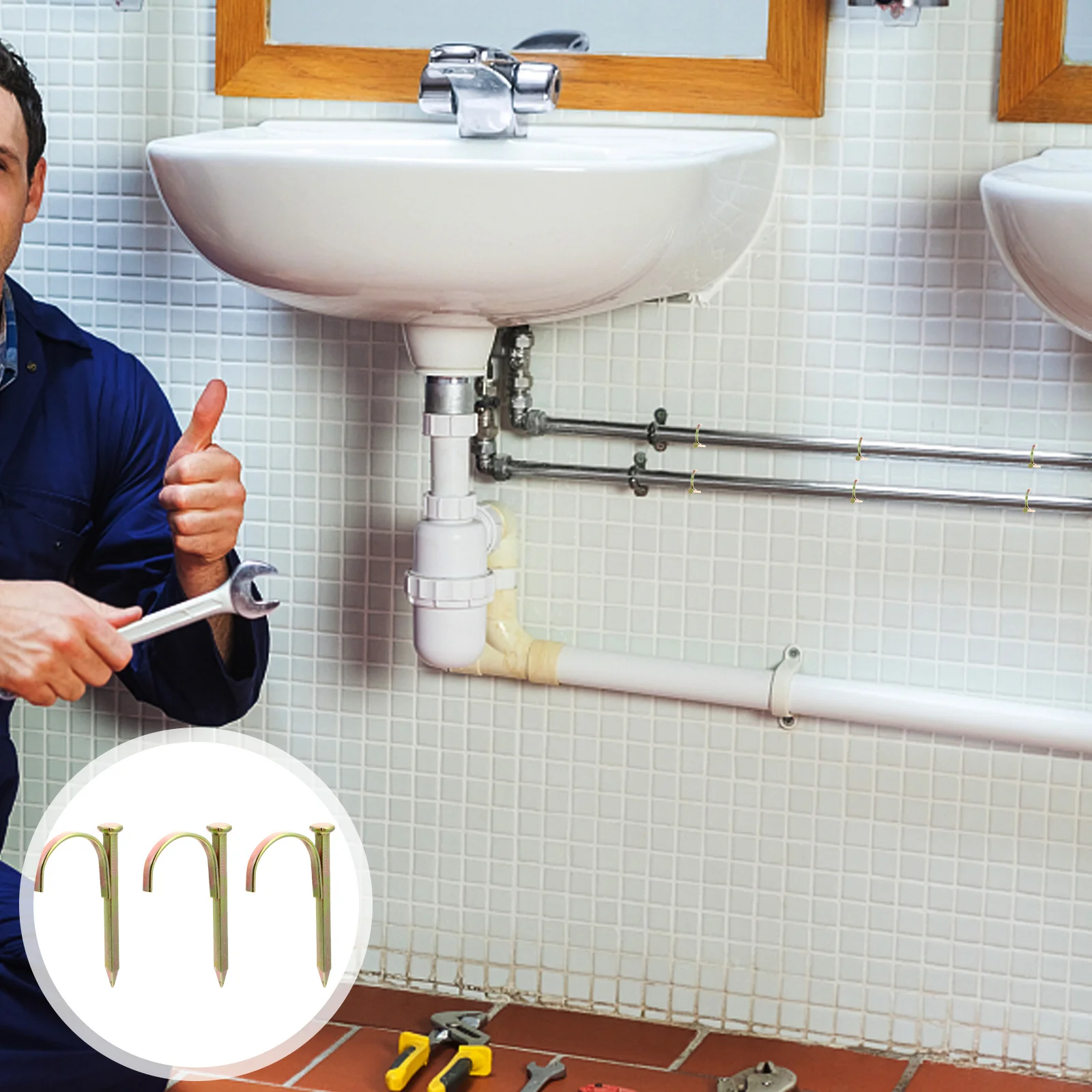 

200Pcs Strong Iron Nail Construction Hook Nails Easy Installation Clamp Support Random Color Hook Nail Holder Support Nails