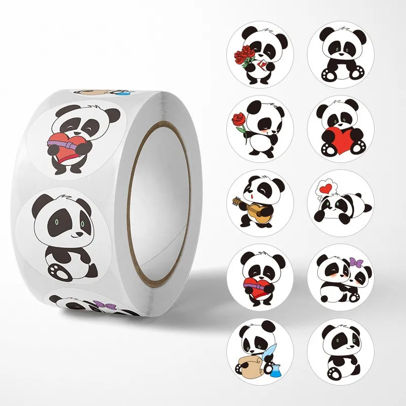 50-500 stks Panda Leuke Cartoon Stickers 1 inch Beloning Sticker Verjaardag/vakantie Party Geschenkverpakking Decoratie Briefpapier Stickers