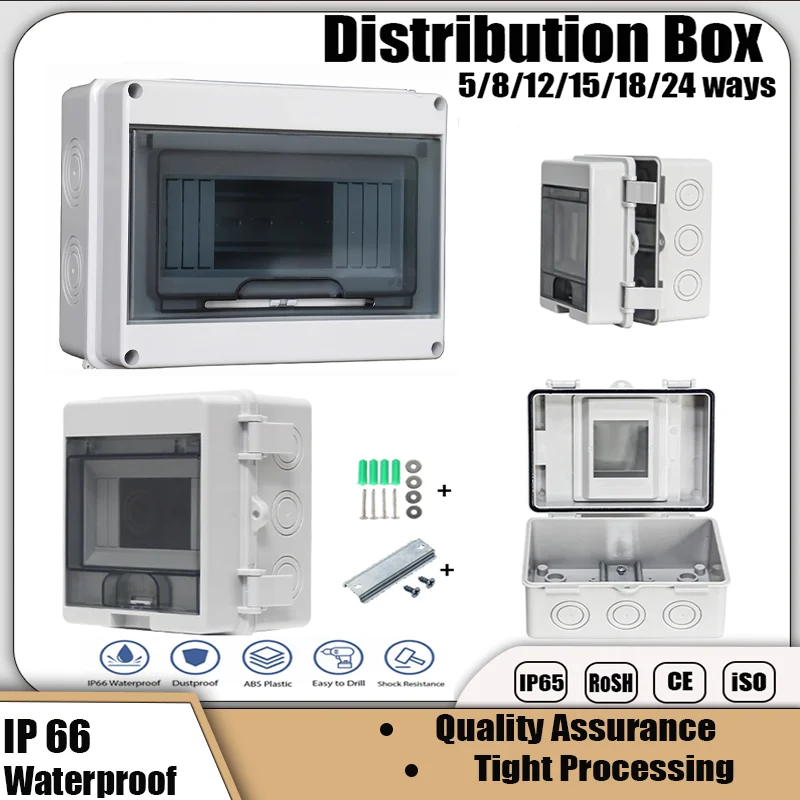 HT Series Outdoor Electric Junction Box - Circuit Breaker Distribution Box Versatile Durable 5/8/12/15/18/24 Way Options