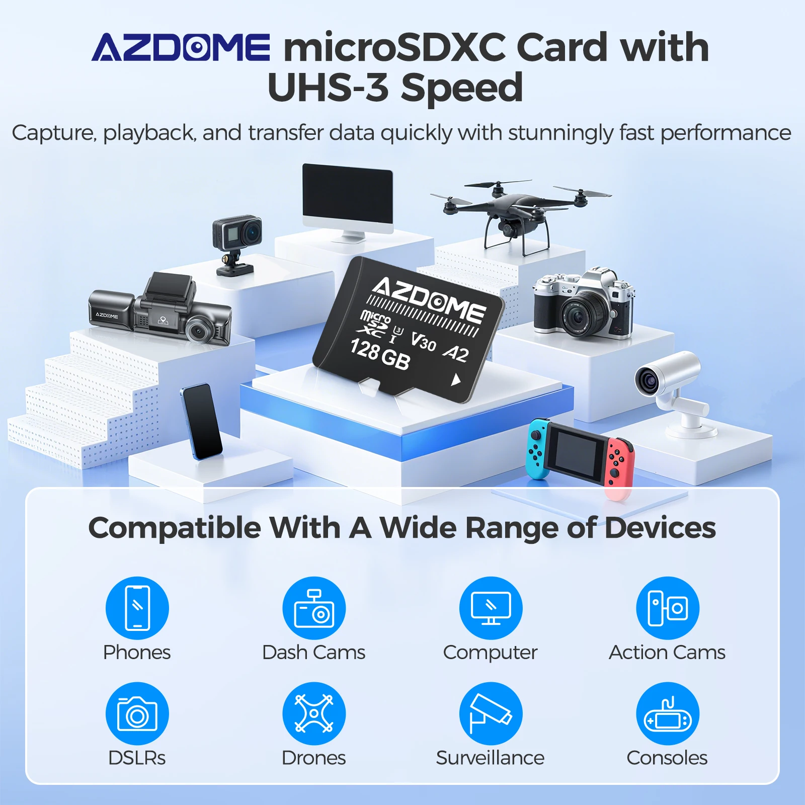 Original AZDOME Micro SD Card 256GB 128GB 64GB 32GB High Speed
