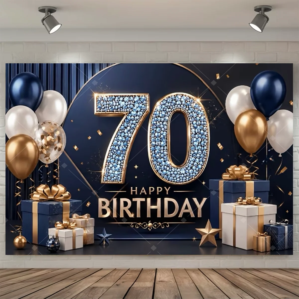 Sfondo per 70° Compleanno con  - Party Banner Gold recensione e prezzo