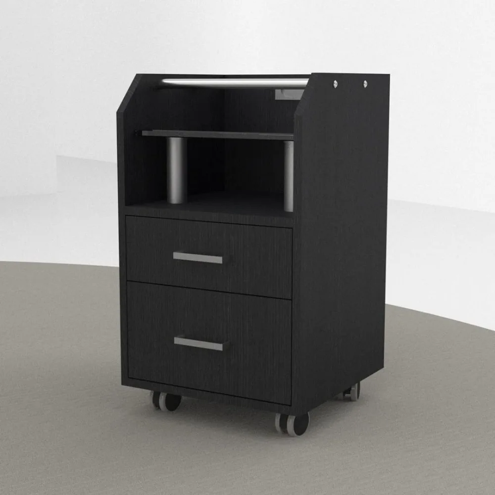 Glass Glow Pedicure Trolley BLACK Cart for Nail Salon Furniture & Equipment