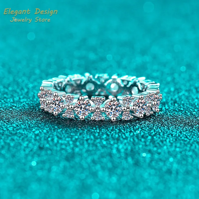Full Diamond hollow Rings For Women with 1.56ct Moissanite Platinum Pt950 Couple Tail Ring Fine Jewelry Anniversary Gifts