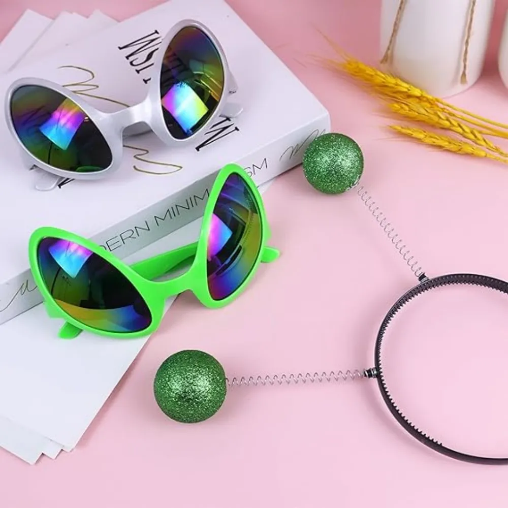 2 Paar Alien-Stirnbänder und -Brillen, Alien-Sonnenbrille mit Regenbogenlinsen, Stirnband mit Antennen für Erwachsene – Detail 3