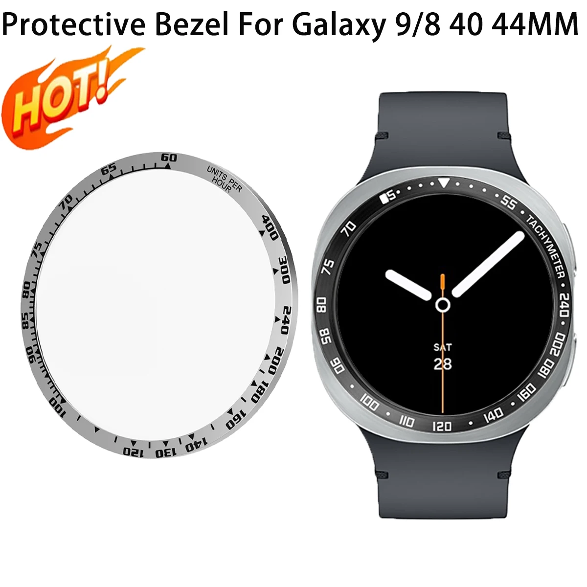 Hot For Samsung Galaxy Watch 9/8 40/44mm Bezel Ring Watch Decoration Sport Metal Stainless Steel Protection For Samsung Watch 9