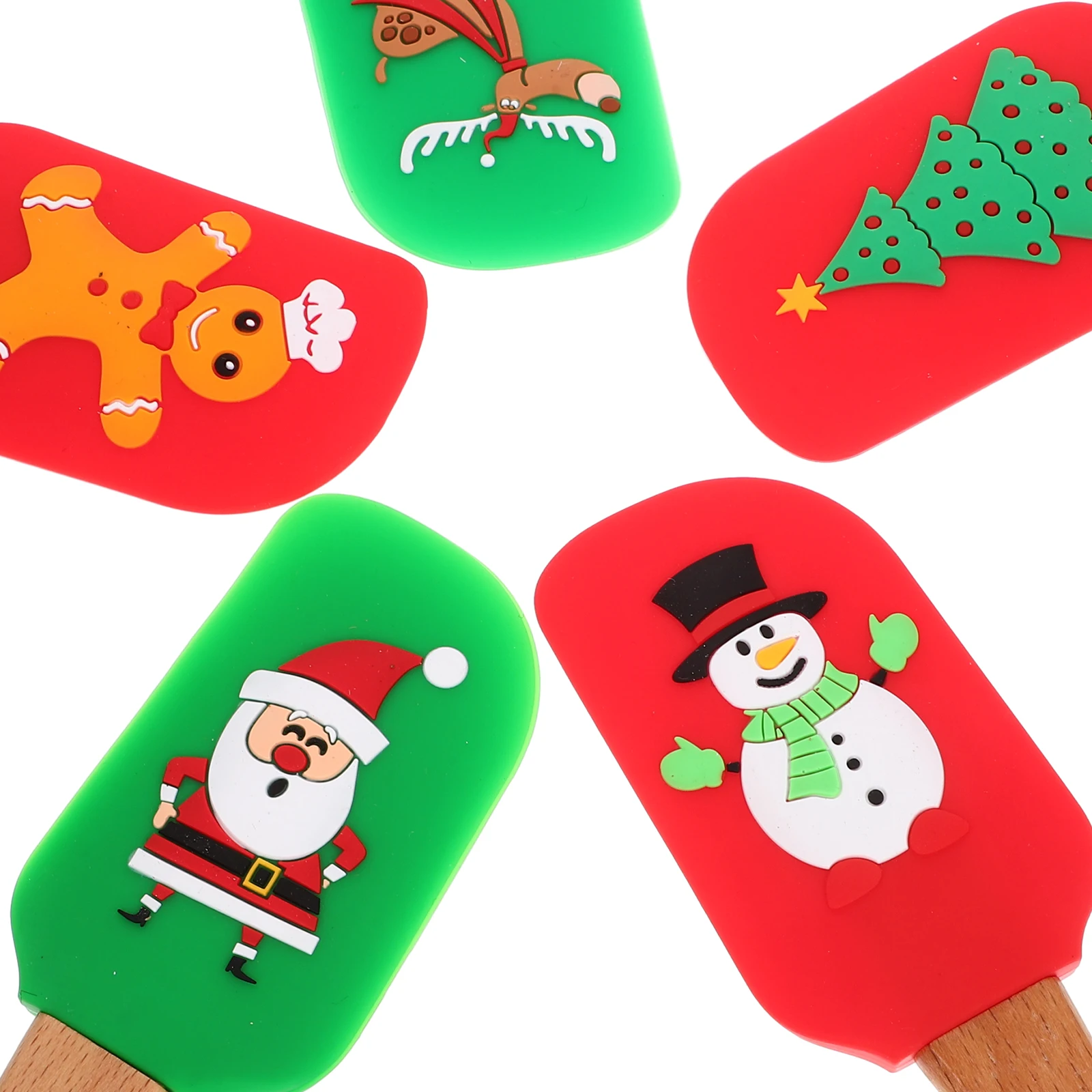 

5 Pcs Christmas Baking Tools Butter Spatulas Cooking Spoon Christmas Spoon Spatula Wooden Silicone Baking Spatulas