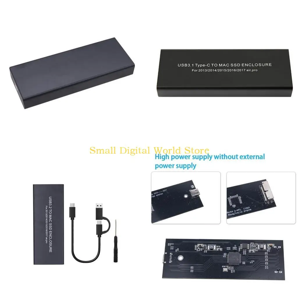 77UB Portable SSD Case- Enclosure for book Air Pro Retina, USB 3.2 to NVMEExpress/AHCI Protocol for Fast- Data Transfer