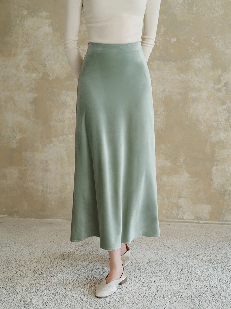 

New Chinese Sle Velvet f Skirt Women's Autumn Winter High Waist Dra Ele National Fi Tail Skirt Casual Hanfu
