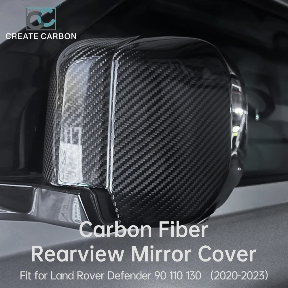 

2Pcs Carbon Fiber Side Mirror Cover for Land Rover Defender 110 90 130 Side Rearview Mirror Cover, Exterior Mirrors Overlay Cap