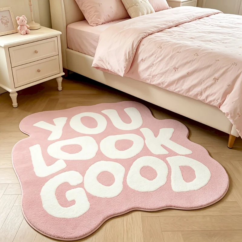 Home Goods Bathroom Decor - VIKAMA You Look Good Pink Carpet