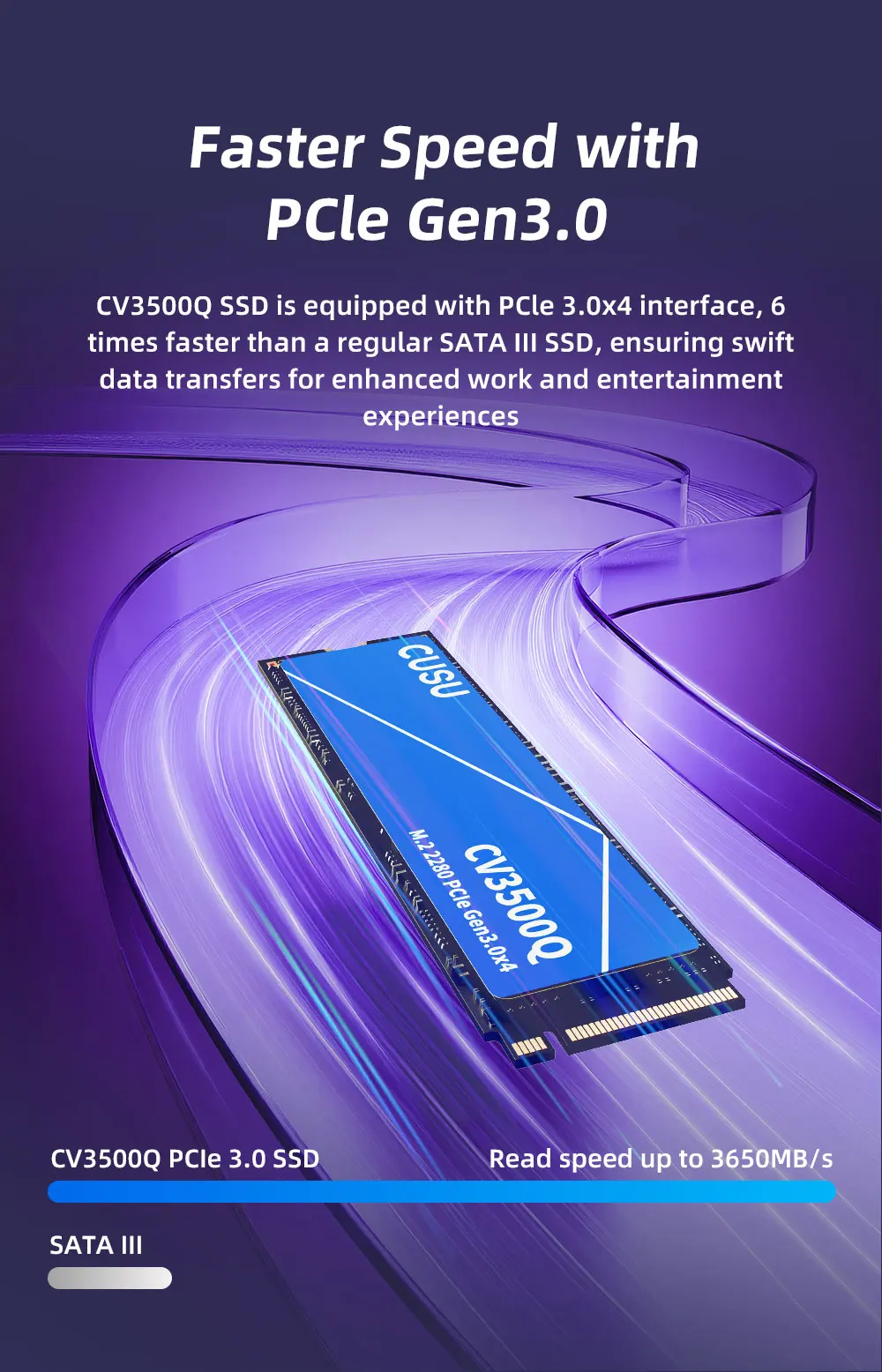 Cusu SSD NVMe M2 512GB 1TB 2TB SSD PCIe3.0 M.2 2280 Disco rígido