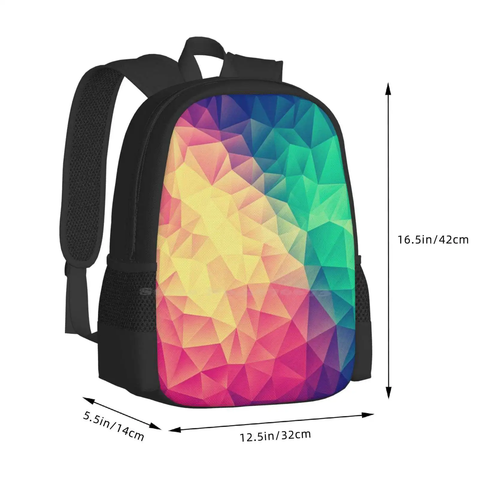 Mochila multicolor de polígono abstracto, diseño Lgbt de orgullo triangular de polietileno bajo, bolsos coloridos de moda, gran oferta