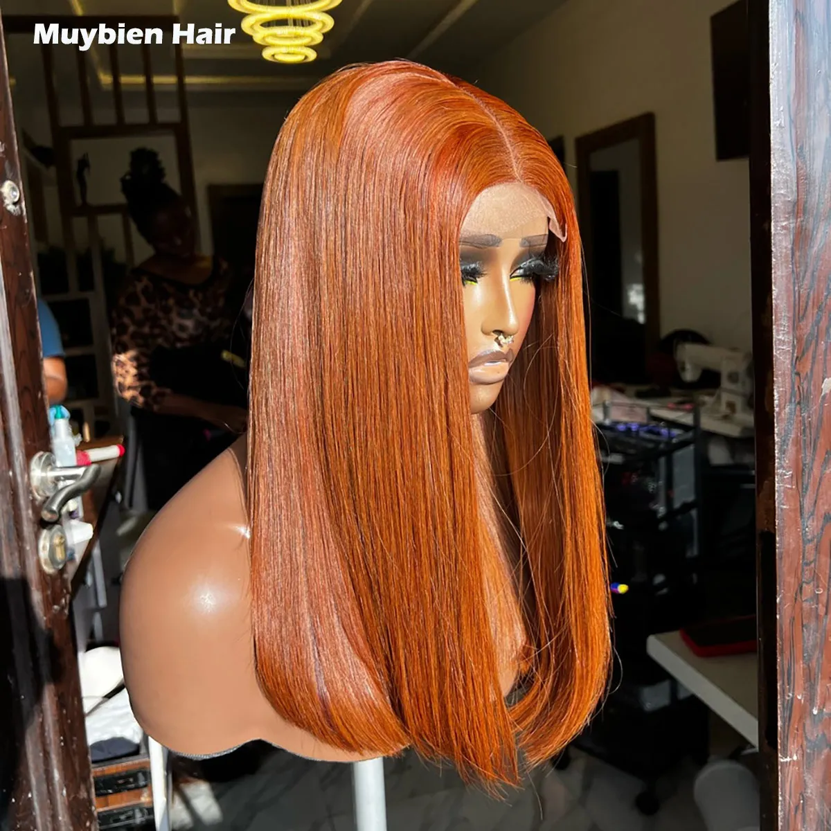 

Парик из натуральных волос с плотностью 350, супер-двойной вытяжкой, прямой, оранжевый, с закрытием 4x4, без клея, с HD-кружевом 13x4, имбирного цвета