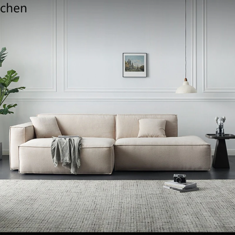 

HXL modern simple cotton and linen tofu cloth sofa living room double triple corner sofa