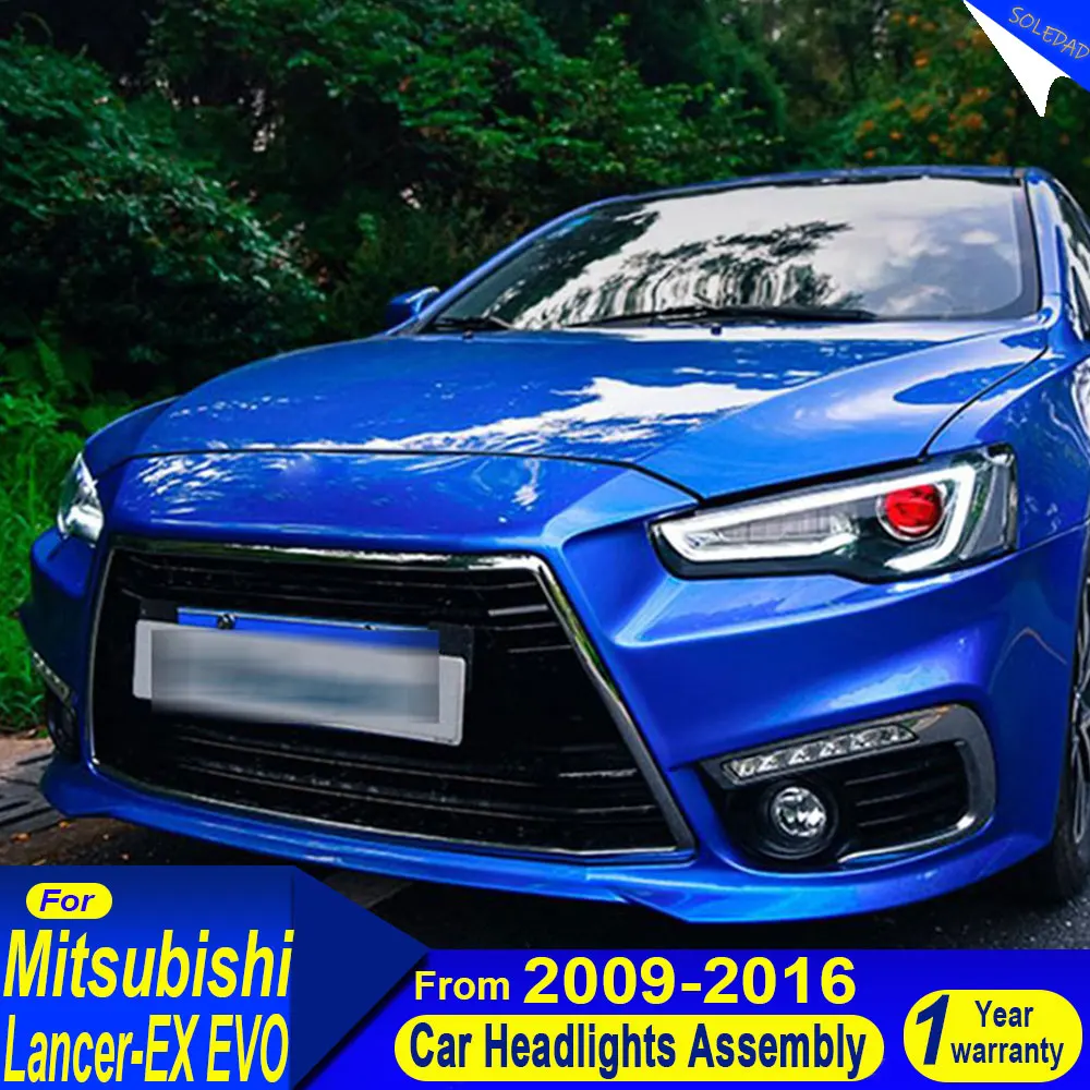 

Фары для Mitsubishi Lancer EVO X 2008-2021 с ДХО, передние фары в сборе, лампы «Демонские глаза»