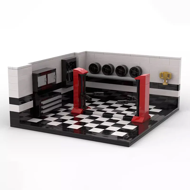 

Роскошный дисплей Гаражные строительные блоки MOC- 127570 Гоночный автомобиль Speed Champion, 8-сетка, модель гаража, головоломка, детская игрушка в подарок