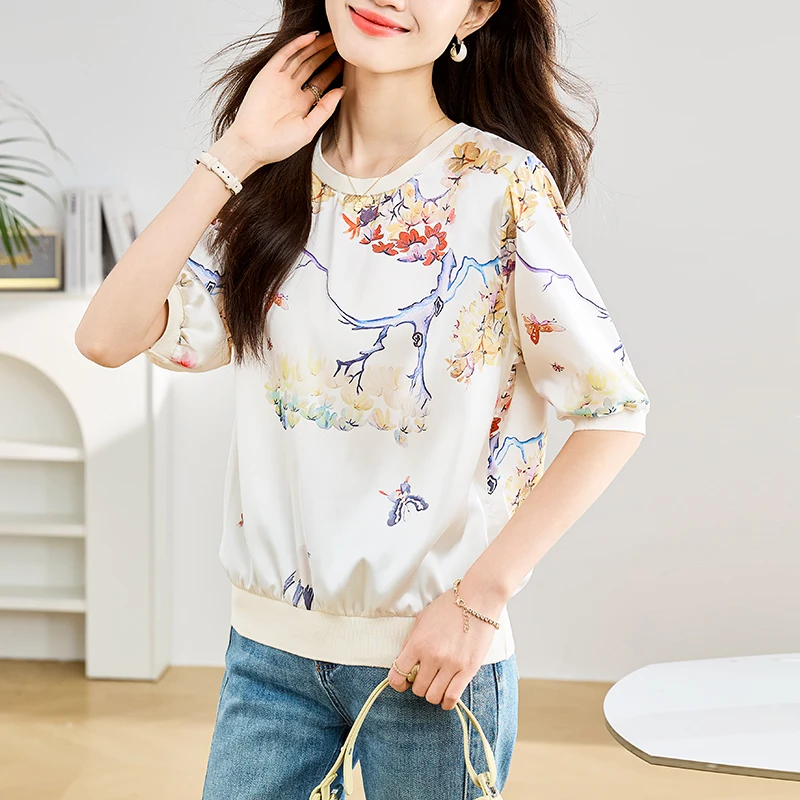 Trendy printing short Sleeve T-shirts for ladies Fashion women Tees 2024 Spring Summer T-shirts Casual Tops