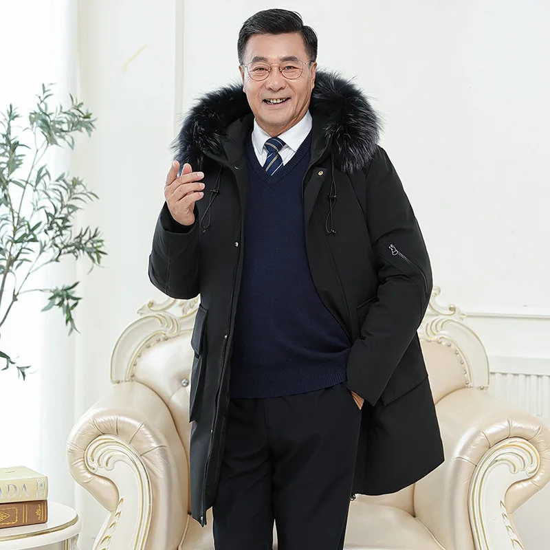 Winter And Elderly Down Jacket, Thickened Winter Coat, 40 50 Year Old, Long Style, Middle-Aged Men's Dad's Clothes