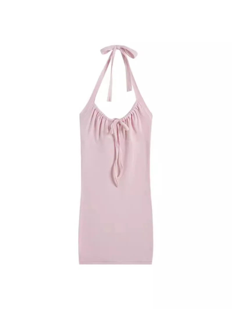 Spicy Girl Style, Sexy Hanging Neck Suspender Dress, Girlish Summer Slim Short Dress Elegant  Sexy Korean Women Mini Dress G7RZ