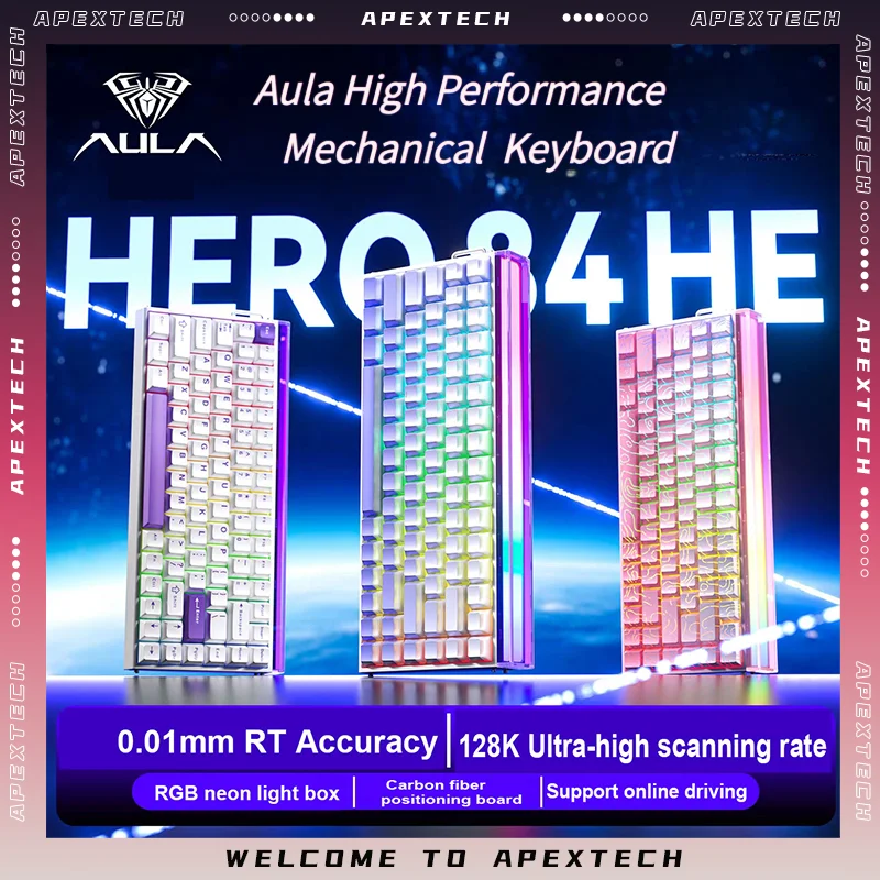 AULA Hero 84 HE Wired Mechanical Keyboard 8000Hz Magnetic Switches Music Sync RGB 84-Key Compact Gaming Keyboard PC Gamers