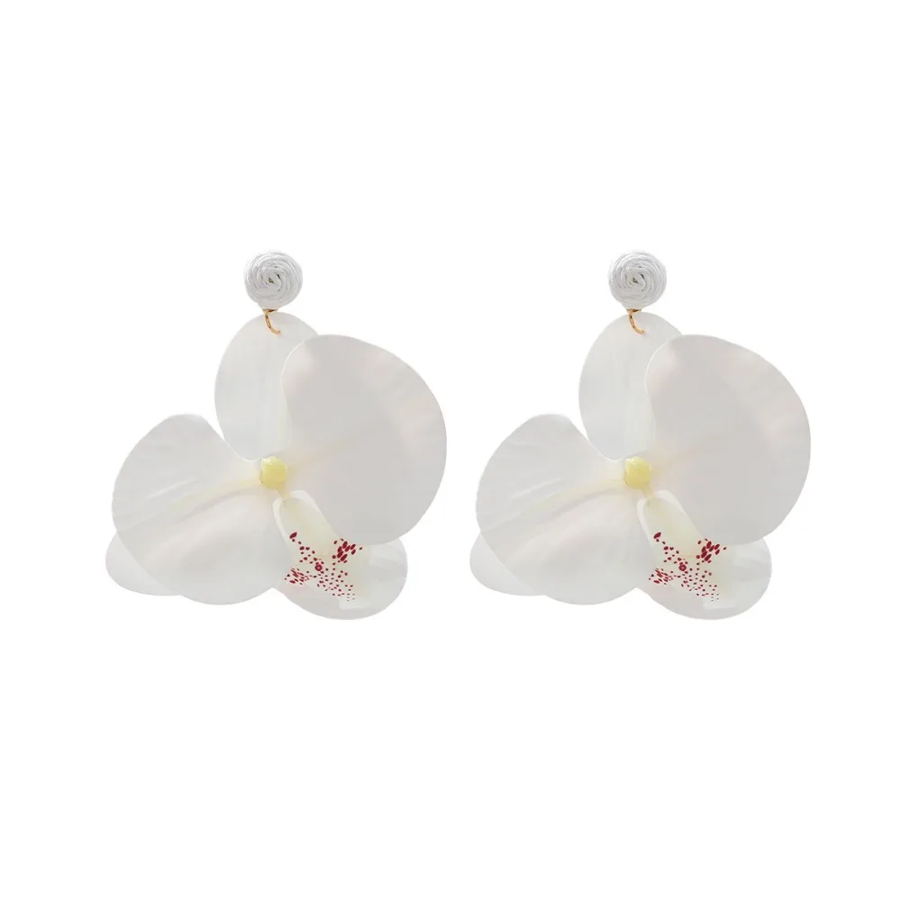 Simulated Flower Butterfly Orchid Earrings Exaggerated Korean Style Flower Earrings Alloy Jewelry Accessories