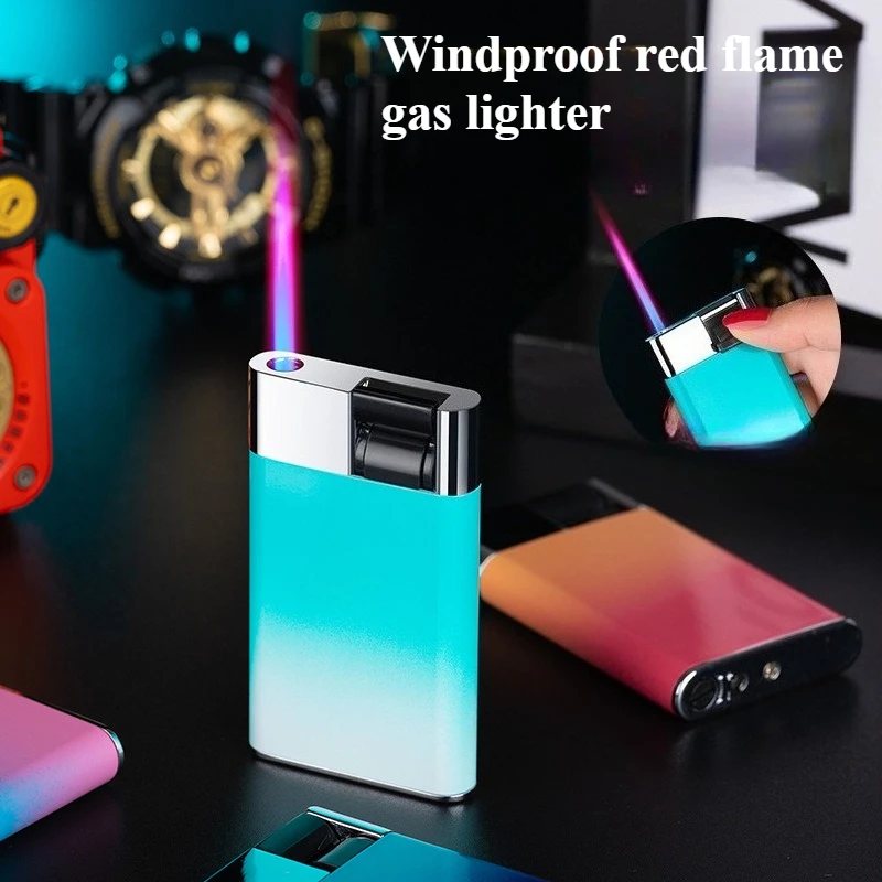 Butane Gas Lighter Infltable Windproof Smoking Accessories and Lever Ignition Visual Air Chamber Ignition Tool Cigarette Lighter